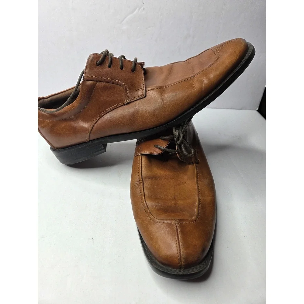 Rockport‎ Mens Brown Leather Square Bicycle Toe Derby Oxford Shoes 5367